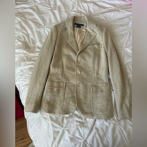 Ralph Lauren Tan Herringbone Wool-Blend Blazer